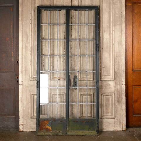 #49670 41x85 Antique Leaded Glass Casement Doors image 6