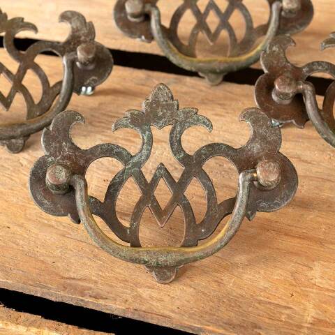 #49684 Vintage Brass Furniture Drawer Bail Pulls image 4