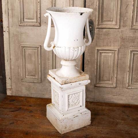 #49710 Antique Cast Iron Planter Urn & Pedestal image 4