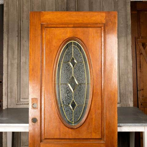 #49742 36x79 Oak Entry Door with Leaded Glass image 2