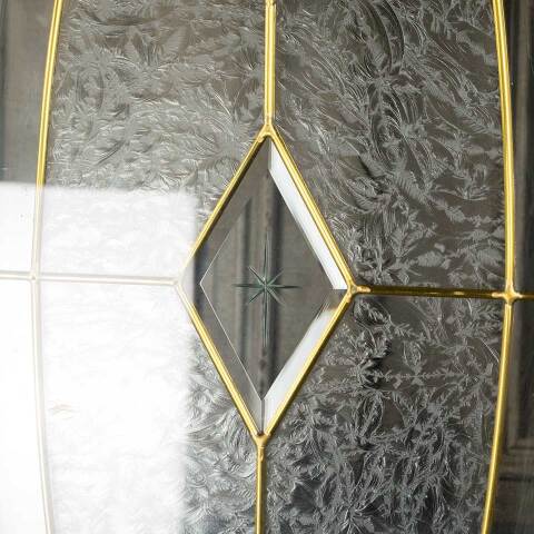 #49742 36x79 Oak Entry Door with Leaded Glass image 4