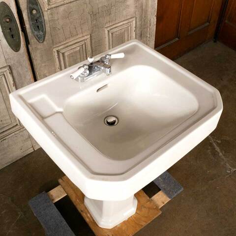 #49743 Antique Porcelain Bathroom Pedestal Sink image 2