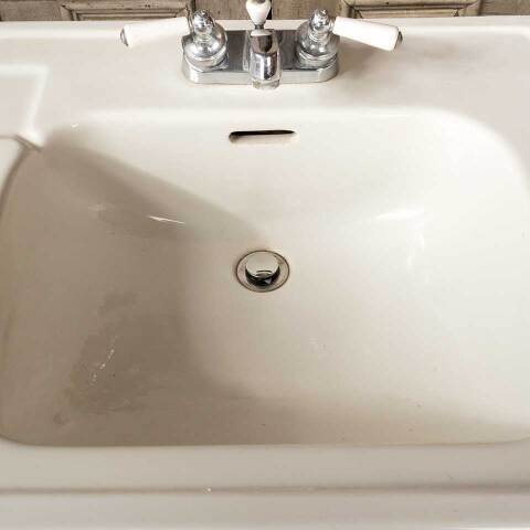 #49743 Antique Porcelain Bathroom Pedestal Sink image 4