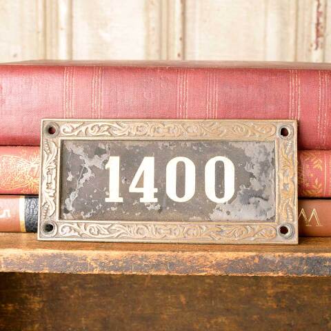 #49759 Antique Brass Framed Number 1400 Plaque image 2