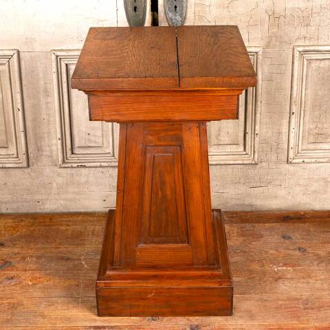 #49783 Antique Tapered Pine & Oak Pedestal Table image 2