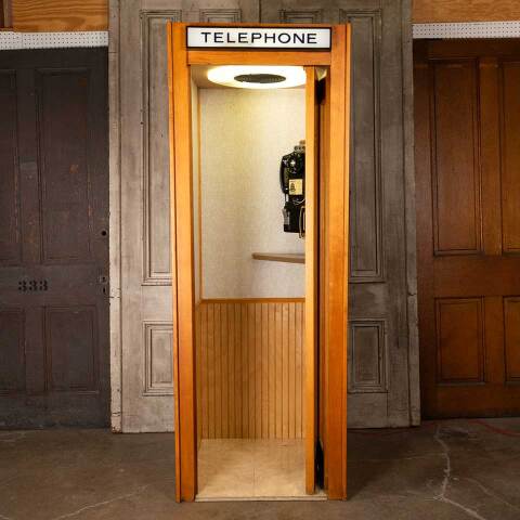 #49909 Antique Public TELEPHONE Booth w/Phone image 2