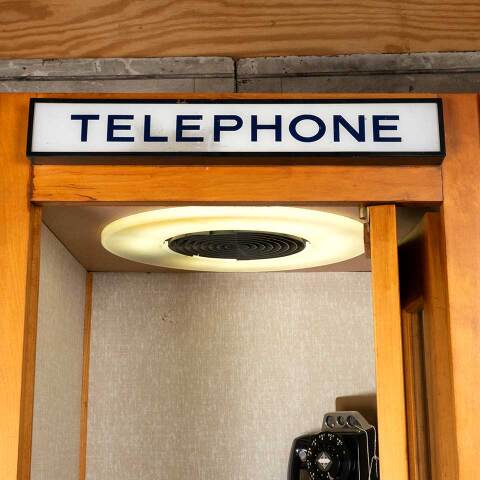 #49909 Antique Public TELEPHONE Booth w/Phone image 5