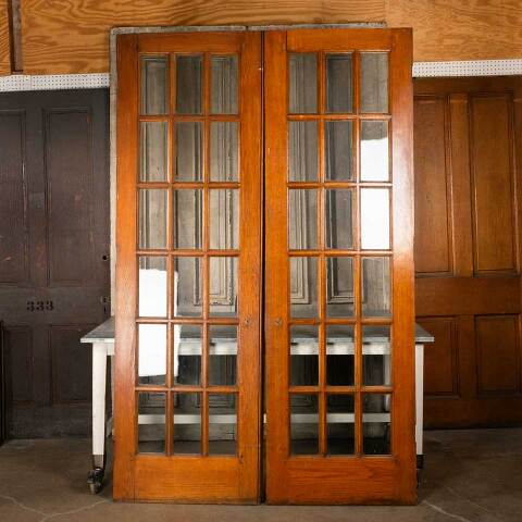 #49923 60x96 Antique Oak 18 Lite French Doors image 5