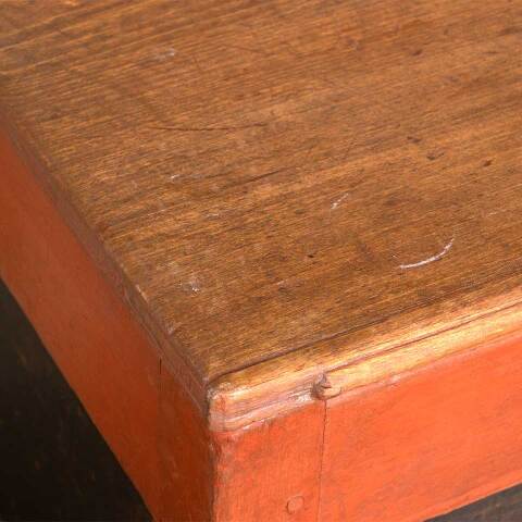 #49964 Antique Painted Wood Storage Chest Trunk image 7