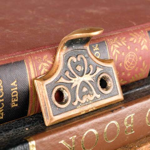 #49989 Antique Ornate Window Sash Lift Hardware image 3