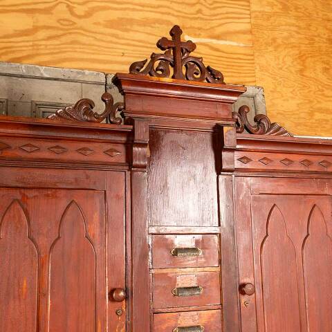 #50018 Salvaged Antique Vestment / Sacristy Cabinet image 4