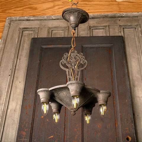 #50043 15x25 Antique 5 Bulb Chandelier Light Fixture image 8