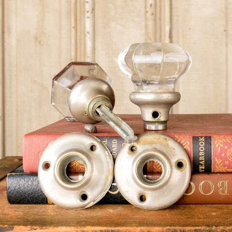 #50076 Antique Glass Doorknobs Door Hardware Set image 4