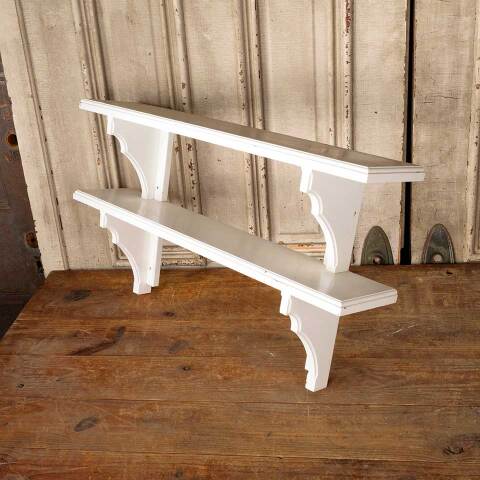 #50174 Painted Wood Two Tier Wall Mount Shelf image 6