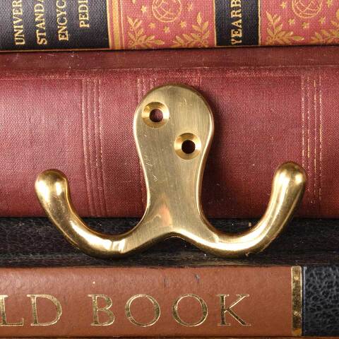 #50311 Vintage Solid Brass Double Coat Hook image 2