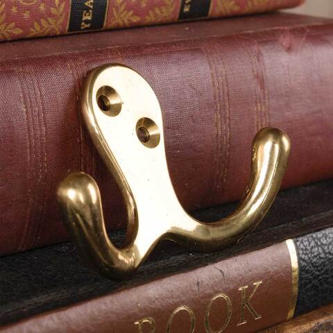 #50311 Vintage Solid Brass Double Coat Hook image 3