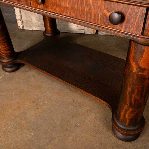 #50344 Antique Quarter Sawn Oak Library Table Desk image 6