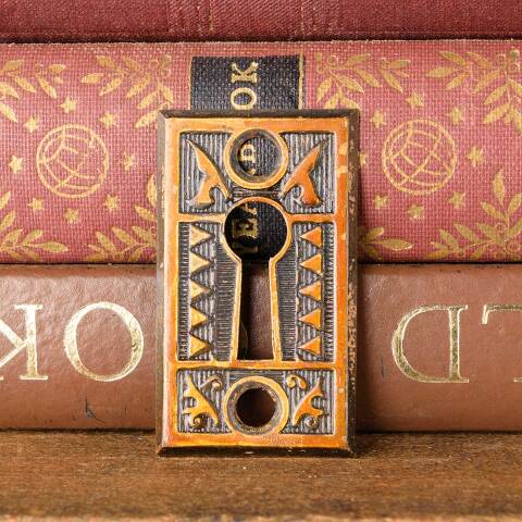 #50363 Antique Ornate Brass Keyhole Escutcheon image 2