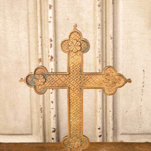 #50573 Vintage Brass Cross Finial image 3