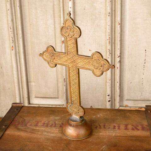 #50573 Vintage Brass Cross Finial image 4