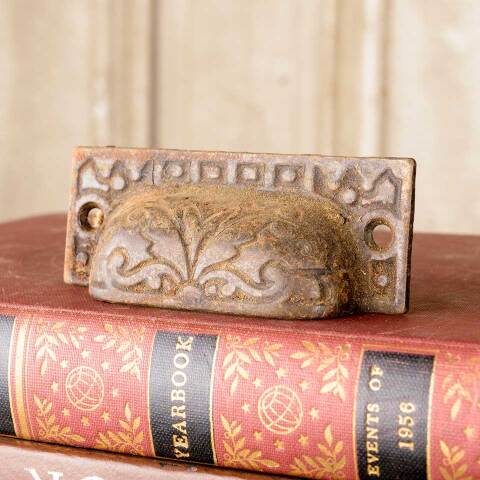 #50625 Antique Cast Iron Drawer Bin Pull Hardware image 4