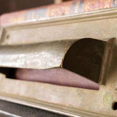 #50633 Salvaged Ornate Antique Brass Mail Slot image 2