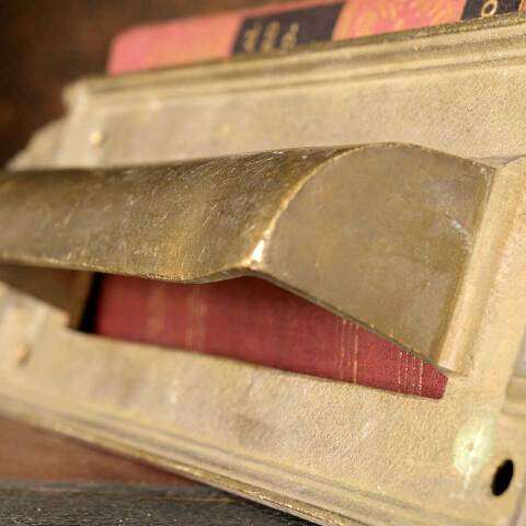 #50633 Salvaged Ornate Antique Brass Mail Slot image 6