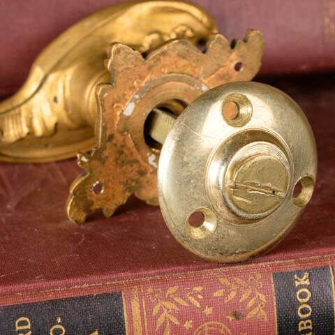 #50637 Salvaged Ornate Brass Closet Doorknob Set image 7