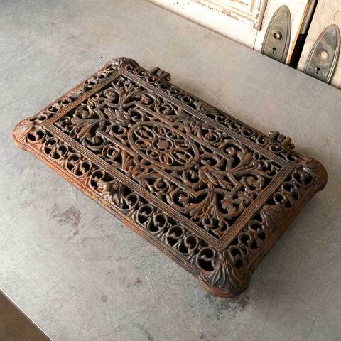 #50713 Antique Ornate Cast Iron Hinged Stove Top image 2