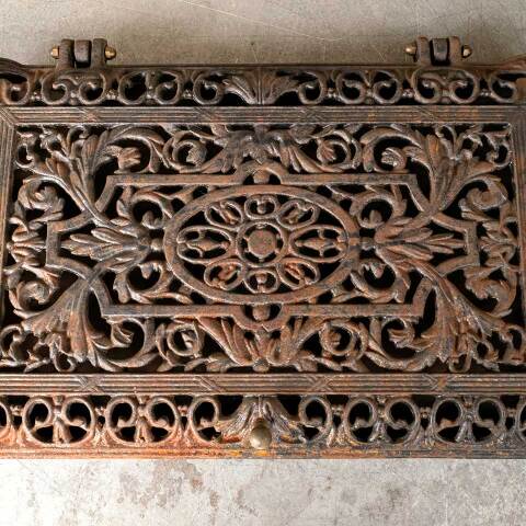 #50713 Antique Ornate Cast Iron Hinged Stove Top image 6