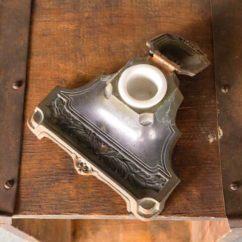 #50848 Vintage Ornate Brass GERMANY Inkwell image 4