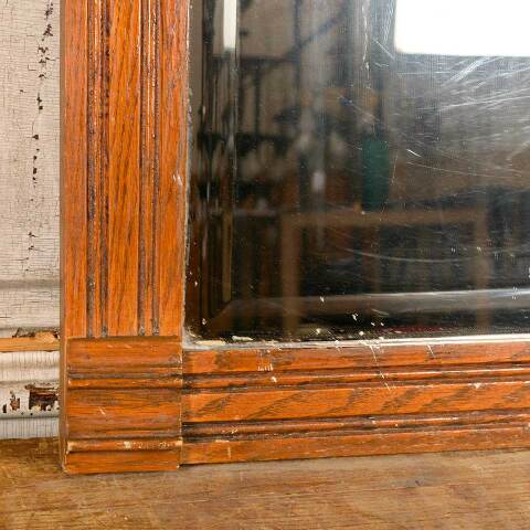 #50856 Antique Oak Victorian Beveled Glass Mirror image 4