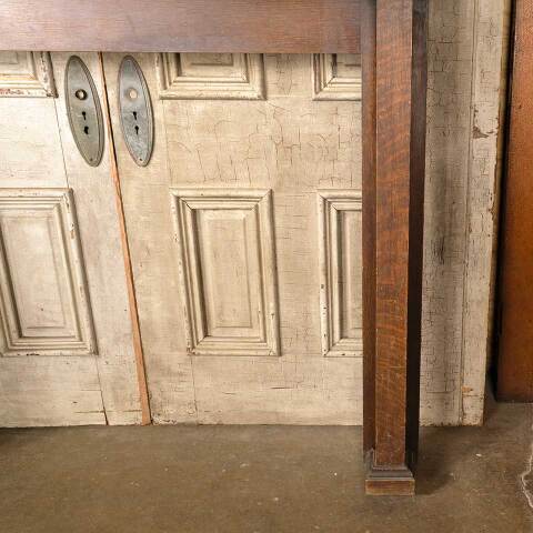 #50899 58x54 Salvaged Antique Oak Fireplace Mantel image 7