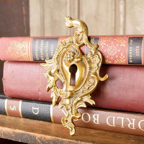 #50914 Solid Brass Rococo Style Keyhole Escutcheon image 2