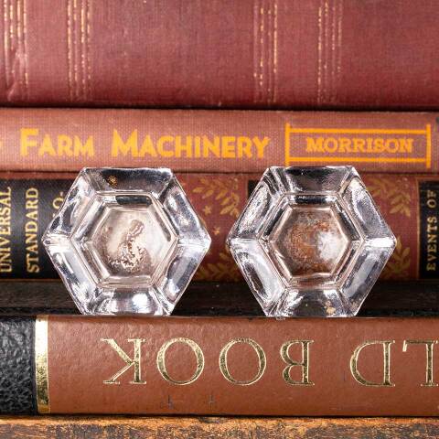 #50987 1 1/2" Antique Glass & Brass Furniture Knobs image 3