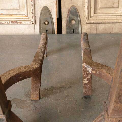 #51045 Set of 2 Antique Cast Iron Fireplace Andirons image 3