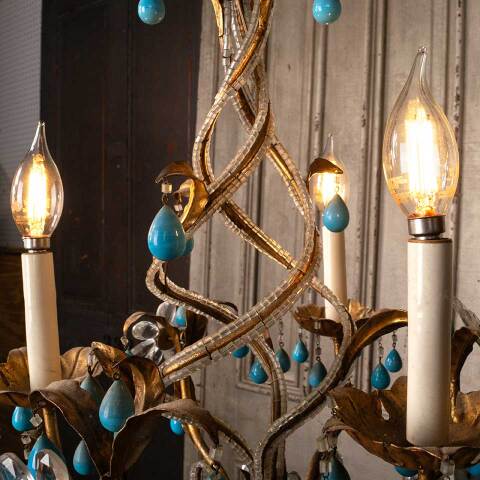 #51087 Salvaged 3 Bulb Chandelier Light Fixture image 5