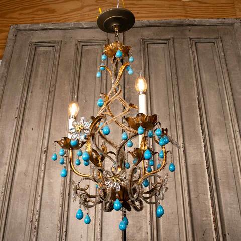 #51087 Salvaged 3 Bulb Chandelier Light Fixture image 3