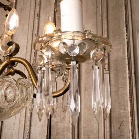 #51091 Salvaged 5 Light Chandelier w/ Glass Prisms image 5