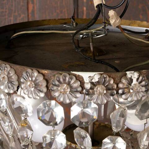 #51093 Vintage Glass Prism 3 Bulb Chandelier image 7