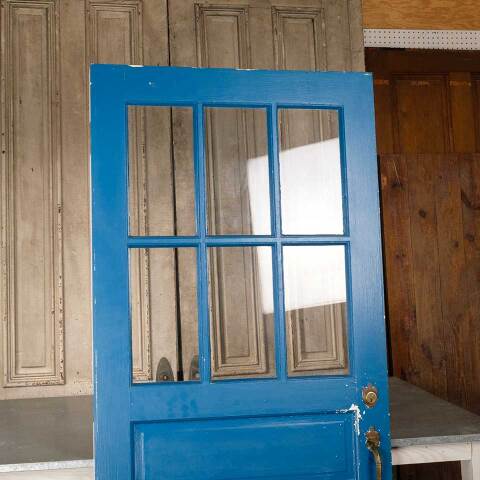 #51140 Salvaged Antique 6 Lite Wood Entry Door image 2