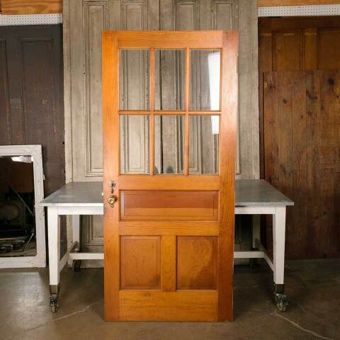 #51140 Salvaged Antique 6 Lite Wood Entry Door image 5