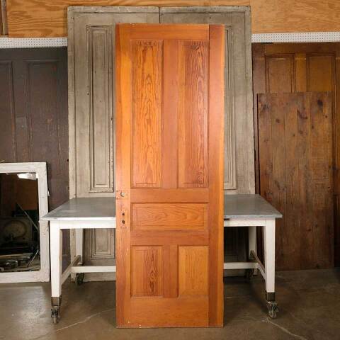 #51190 32x90 Antique 5 Panel Pine Interior Door image 5