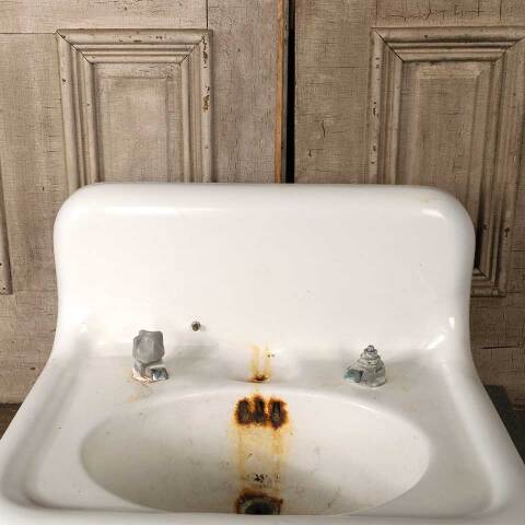#51221 Antique Cast Iron Wall Mount Bathroom Sink image 5