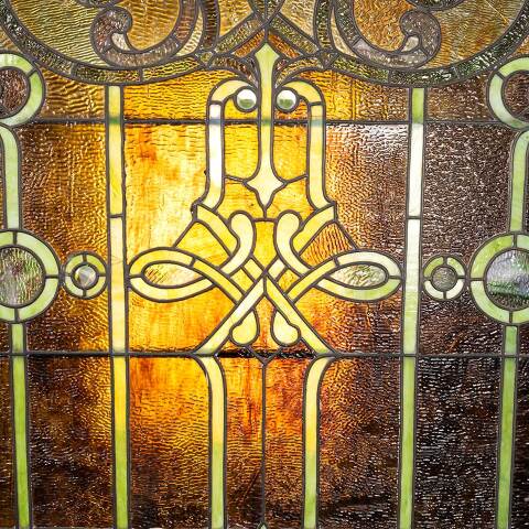 #51255 Salvaged Large Antique Stained Glass Window image 5