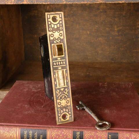 #51273 Antique Ornate Door Mortise Lock & Key image 5