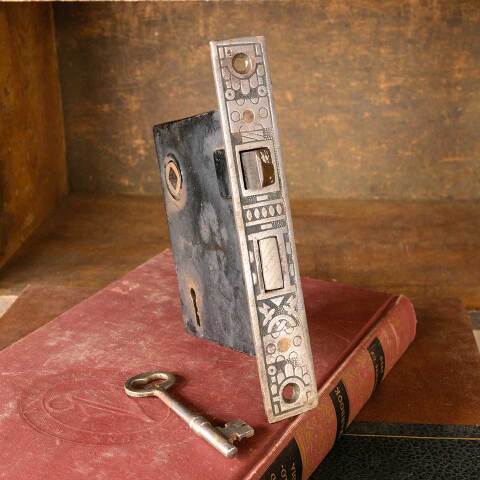 #51274 Antique Ornate Door Mortise Lock & Key image 3