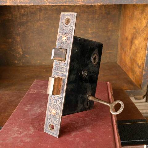 #51274 Antique Ornate Door Mortise Lock & Key image 7