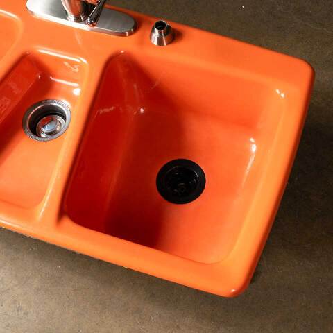 #51296 Vintage Orange Cast Iron Kitchen Sink image 4