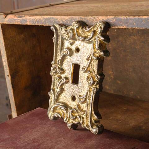 #51711 Vintage Ornate Brass Light Switch Cover Plate image 5
